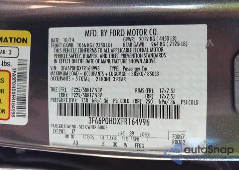 2015 Ford Fusion Se from USA, damaged, VIN 3FA6P0HDXFR164996